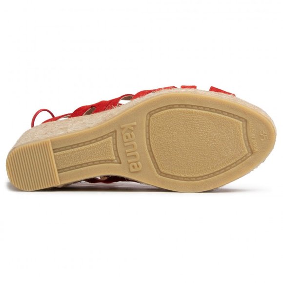 KANNA Cortina Espadrilles in Red Suede Leather Platform Wedge Size US 7 EU 37 - Picture 8 of 8